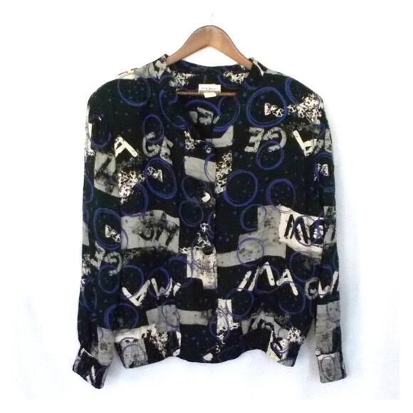 Vintage Maren Abstract Print Polka Dot Jacket Sz Large - Picture 1 of 7